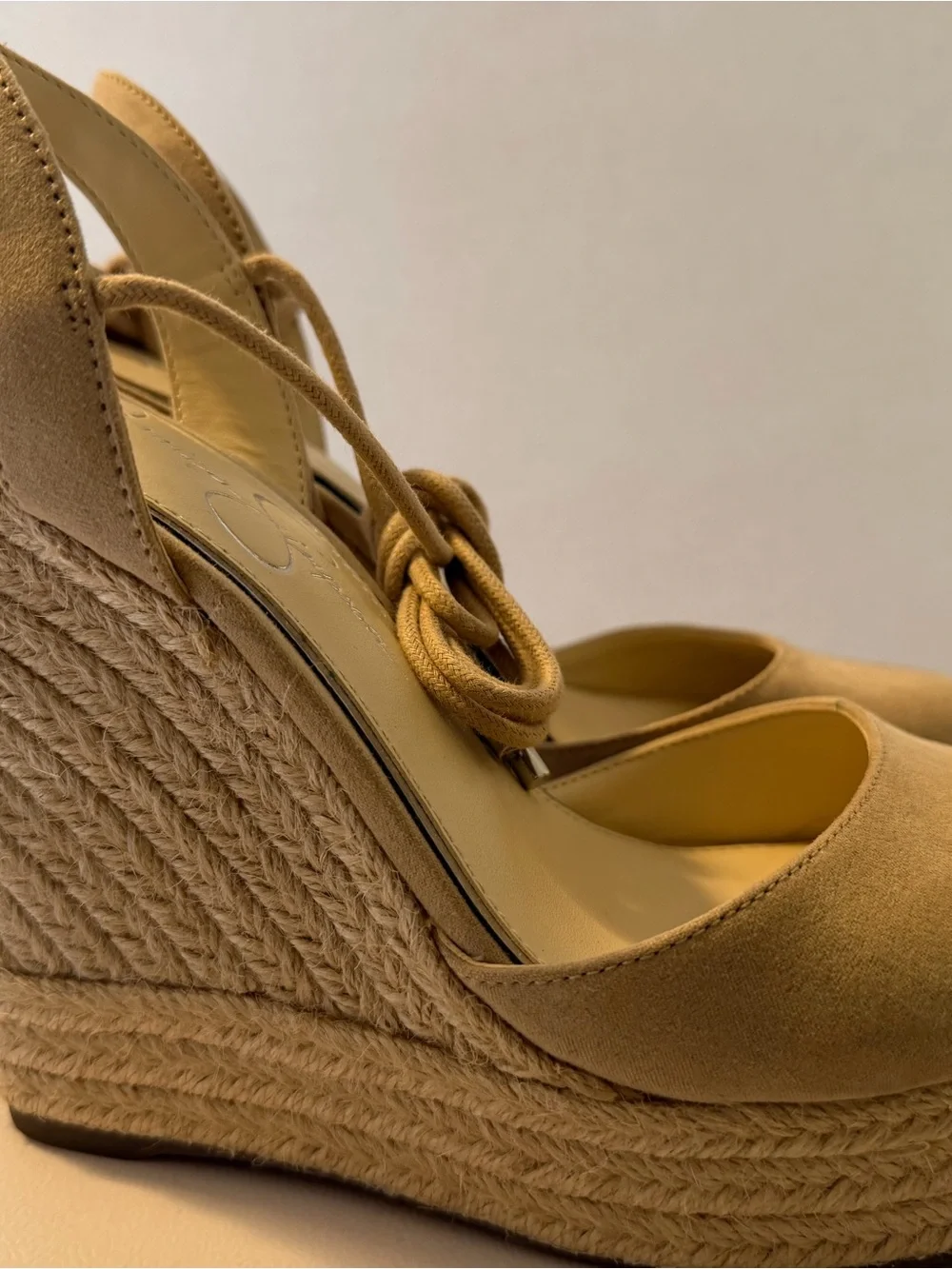 Jessica Simpson Beige Suede Espadrille Slingback Wedges